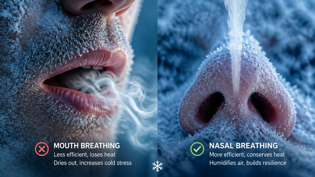 mouth breathing reduces cold tolerance