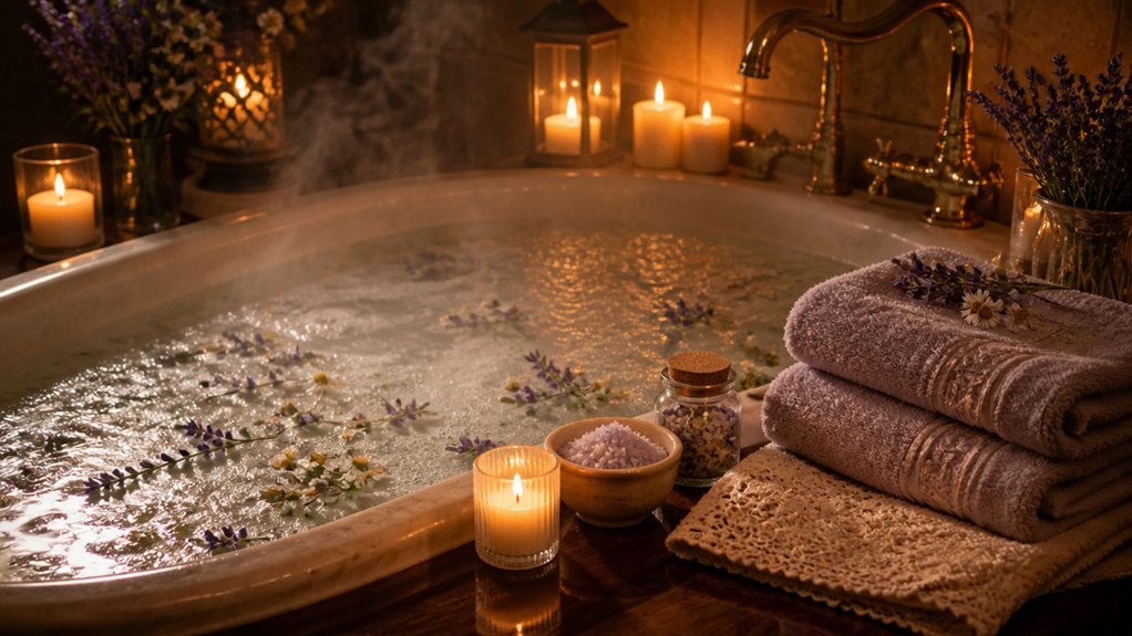 warm lavender scented bath